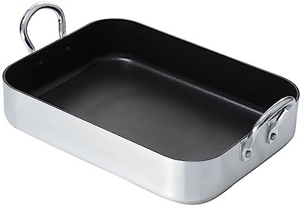 CTCOIJRN Bandeja for asar antiadherente con doble asa, bandeja rectangular for parrilla profunda, plato for hornear pasteles for asados ​​tiernos, platos hondos y más, apto for lavavajillas, 3 tamaños