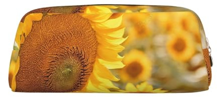 ASPOIJHN Sunflower vielseitiges Leder-Federmäppchen, stilvolle Aufbewahrungstasche für Schule, Büro, Schreibwaren, Kosmetiktasche, Münzen, Organizer, gold, Einheitsgröße, Krawattenetui
