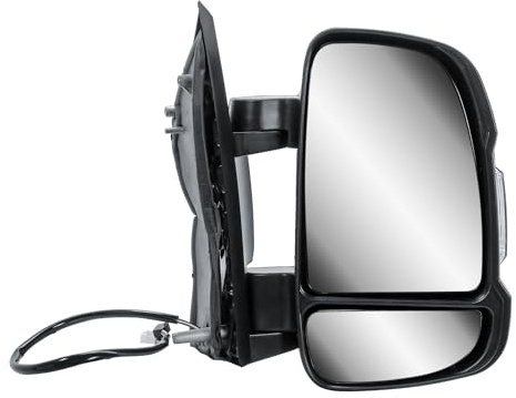 Driver Right Side Door Wing Mirror O/S Electric and Heated with Temperature Sensor Manual Folding Short Arm for Fiat Ducato Peugeot Boxer Citroen Relay 2006 to 2023 Vauxhall Movano 2019-2023