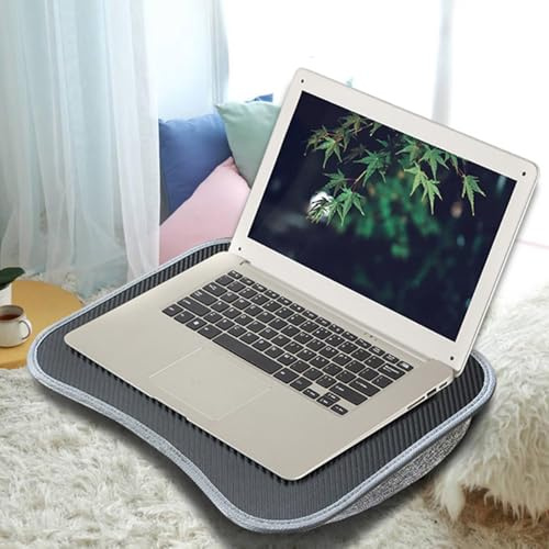 Escritorio para ordenador portátil_ Escritorio para ordenador portátil con cojín, Lapdesk para ordenador portátil con cojín suave, soporte para rodillas, sofá cama, escritorio para ordenador portátil