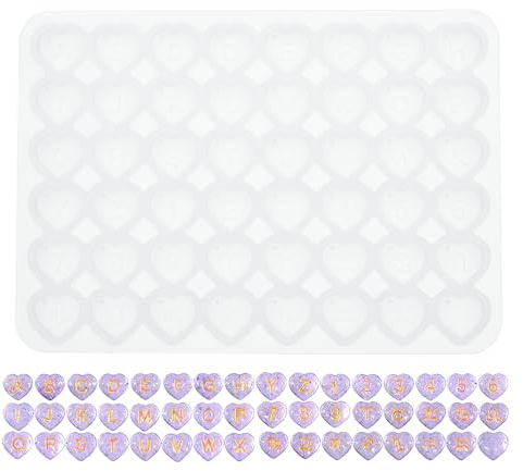 PATIKIL 48 Pz Stampo in Resina per Lettere con Foro a Forma di Cuore Bianco | stampo per Getto di Lettere e Numeri per Personalizzare il Fai da Te, per Resina Epossidica, Silicone