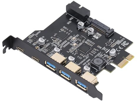 PCIe auf USB 3.2 Gen 2, PCI Express Erweiterungskarte 20 Gbit/s mit 3 USB-Ports und 2 Ports Typ C Hub intern für PC für Linux für OS X