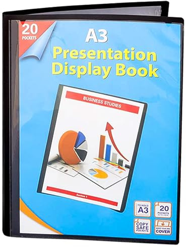 KAV A3 Präsentations-Sichtbuch, Portfolio, Dokumenten-Organizer, 20 Hüllen, 40 Ansichten, säurefrei, kopiersicher, langlebiges PP-Material, Polly Pocket Folder, Projektbuch, Kunststoffhüllen
