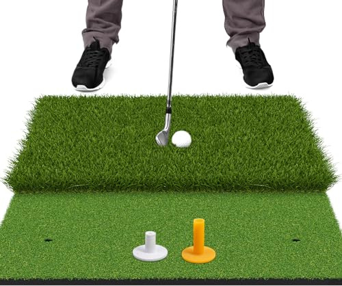 SAPLIZE Tapis de frappe de golf extra large et antidérapant, optimisé pour les sols durs, tapis d'entraînement de golf pliable 2 en 1, 61 x 61 cm, pour entraînement de conduite et d'écaillage