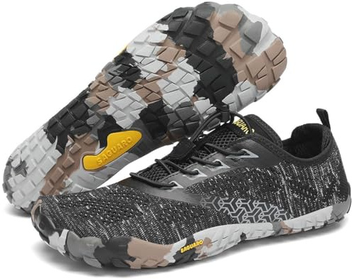 SAGUARO Zapatillas Barefoot Hombre Mujer Zapatillas Minimalistas para Deportes Acuaticos - Ligeras Antideslizante Respirable con Caja Suela Zero Drop, Tinta Negro, 44 EU