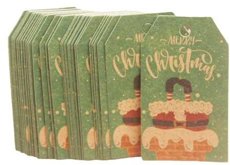 ohodhmnu 100x Hanging Labels Süße Druck Kraftpapier Tags Weihnachten Geschenkanhänger Für Craft Geschenkverpackung