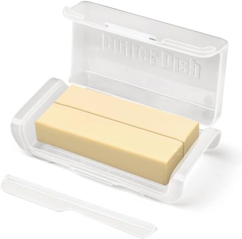 NEXROLA Beurrier, Pour 200 gr de Beurre,Plastique Couvercle Transparent Hermétique +Épandeur de Beurre,Boite Rangement Frigo 18 x 8 x 5 cm,convient au lave-vaisselle