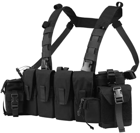 Taktische Chest Rig für Herren, Atmungsaktive Paintball Chest Bag mit Magazintaschen