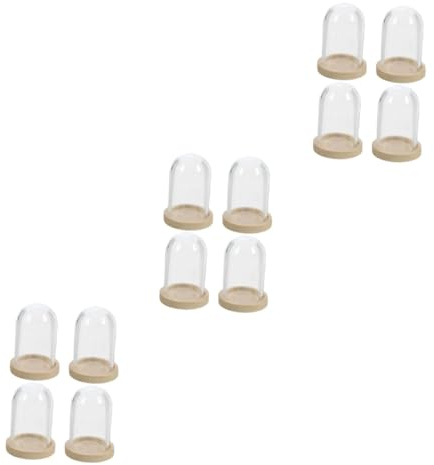 ULTECHNOVO Lot de 12 en Verre avec Base Globes Cloches Mini Plateaux Décoratifs Présentoirs pour Plantes Fleurs Transparentes Guirlandes Lumineuses Couvercles Votifs Supports