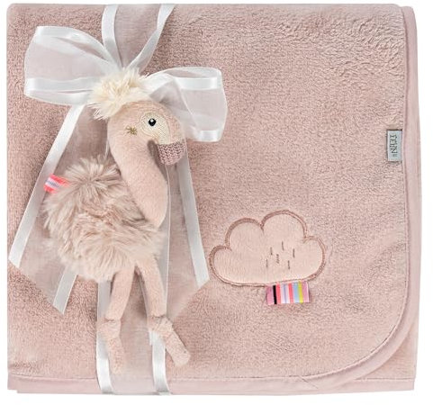 Fehn Coperta con fenicottero – morbida coperta per neonati e bambini a partire da 0 mesi – per coccolarsi, come tappetino per gattonare, telo o coperta per casa e in viaggio