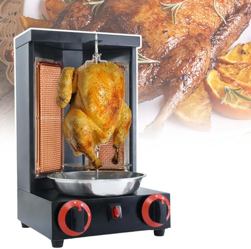 vnmudzeo Griglia Girarrosto Verticale A Gas, con Vaschetta di Raccolta Dell'Olio, 2 Bruciatori, Macchina per Arrostire La Carne, per Feste, Catering, Ristoranti, Pub E Altro,Black