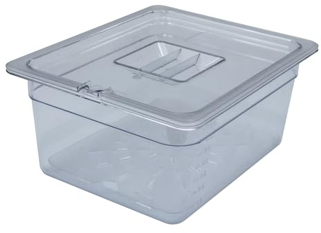 AcMax Set Polycarbonat GN 1/2 Gastronormbehälter GN-Behälter 9,5 Liter Tiefe 150mm Kunststoff, Deckel mit Einkerbung und Abtropfeinlage