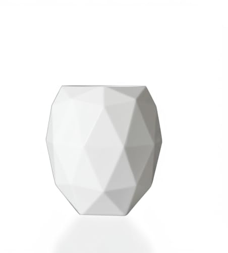 Genérico Campella - Polyedrus - Pot décoratif d'intérieur - Design moderne - Pots pour plantes d'intérieur - Décoration intérieure et extérieure élégante - Grand pot de fleurs (Blanc laqué, Grand)