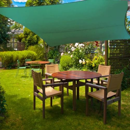 Hiseng Tenda a Vela Ombreggiante Impermeabile Rettangolo, Vele Parasole Oxford da Giardino Protezione Raggi UV 95% Telo Ombreggiante Terrazzo con 4 Corde Telo Ombra (Verde scuro A,3x4m)