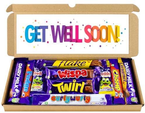 Get Well Soon Gift - Chocolate Hamper, Letterbox Chocolate Gift Box of 10 Fullsize Dairy Milk Chocolate bars, Ideal Gifts For Women & Gifts For Him (Get Well Soon)