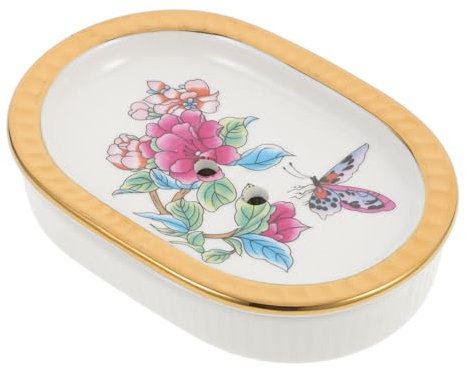 ARTSEWPLY Portasapone in Ceramica Decorata Doppio Strato Vassoio Drenante, Contenitore per Sapone Leggero e Resistente, Accessorio Bagno e Cucina Multifunzione per Uso Domestico