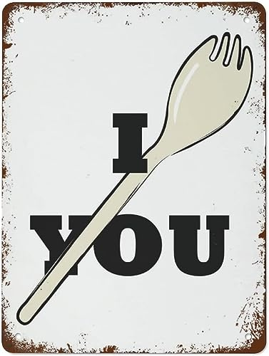 JIUFOTK I Spork You Kitchen Poster Black White Vintage Metal Tin Sign Funny Dorm Room Decor Home Bar Cafe 6x8