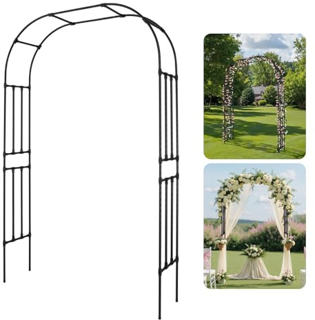 VEVOR Arche de Jardin, 240x150x40 cm, Arche de Mariage en Métal, avec Tubes en Acier Galvanisé, Support Robuste pour Plantes Grimpantes et Roses, Jardins, Pelouses, Décorations de Fêtes, d'Événements