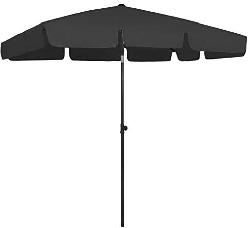 Générique Parasol de Plage Noir 200x125 cm,Maison & Jardin,Pelouses & Jardins,Vie en extérieur,Parasols & voiles d'ombrage-314733