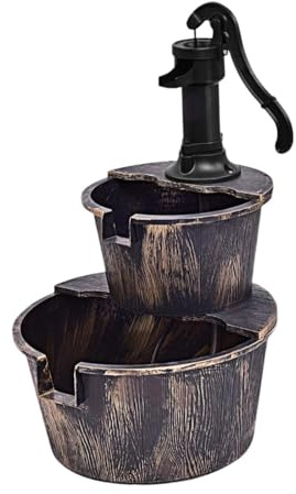 rockible Fontana d'Acqua per Esterni, Rustica, Creativa, Ornamentale, da Collezione, Artistica, Artigianale, Fontana a Cascata a 2 Livelli, per Giardino e
