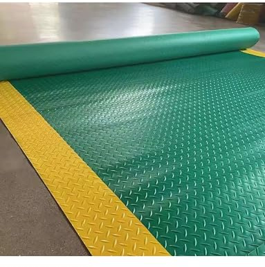 Générique Rouleau de revêtement de Sol en Caoutchouc, revêtement de Sol de Garage en PVC, Tapis de sécurité Jaune-Vert découpable for Garage, entrepôt, Salle de Sport(Length 1400cm,Width 120cm)