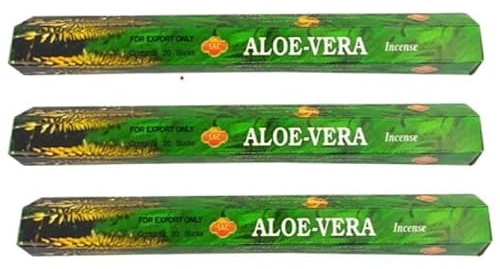 Incienso 3 Cajas Aloe Vera Sac 60 Varillas Armoniza Ambiente Eleva el Espíritu Genera Sensación de Bienestar Hogar Palos Varas