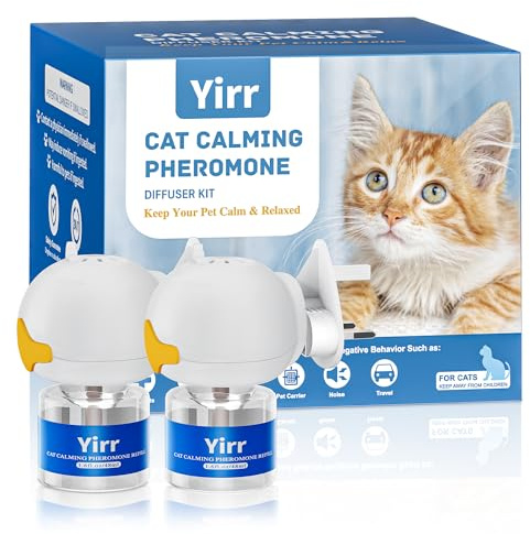 Cat Calming Plug-in, Relaxants & Anxiety Relief for Cats, 4-in-1 Cat Pheromones Calming Diffuser Kit, Relaxing Pheromone for Cats Relief Stress Anxiety Fighting Scratching, 2 Diffuser 2 Refills(48ml)