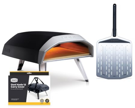 Ooni Koda 12 Bundle - Four à Pizza à Gaz - Pelle Perforée 30cm - Housse Ooni Officielle – Kit Complet de Cuisson Extérieur Professionnel