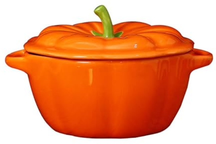 LIFKICH Ciotola in Ceramica a Forma di Zucca Arancione Coperchio, Superficie Liscia senza Bave e Stile Creativo per Compleanni e Regali Casa