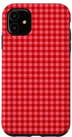 Custodia per iPhone 11 Rosso Rosa Mini Gingham Carino Piccolo Check Cottagecore Preppy