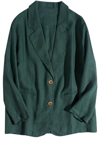Generisk sommarkavaj, lätt linne, kostymjacka, sportig linneblazer, dam, extra stor kavaj, elegant kavaj, långärmad affärsblazer, ledig linnejacka med knappar, lång blazer, ledig kostym