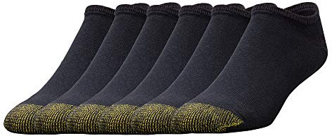 GOLDTOE Men's 656F Cotton No Show Athletic Socks, Multipairs, Black (6-Pairs), Large