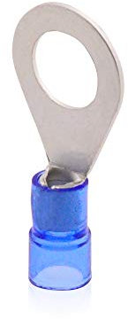 Ring-Kabelschuh Quetschkabelschuh isoliert Blau, 1-2,5qmm, Loch M12 Kupfer galvanisch verzinnt, 100 Stück