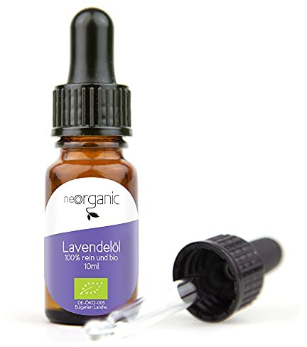 NeoOrganic® Bio Lavendelöl (Lavandula Angustifolia) - für einen ruhigen Schlaf und gute Laune - 100% naturreines ätherisches Öl aus dem echten Lavendel - als Duftöl oder für die Aromatherapie - 10ml