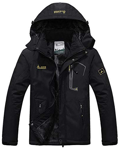 donhobo Womens Waterproof Jacket,Winter Hiking Warm Fleece Coat Black S