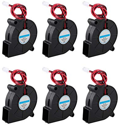 Jopto 6Pcs 3D Printer Cooling Blower Fan DC 5V 50 x 50 x 15mm 5015 Blow Radial Cooling Fan 2Pin Accessories Hot End Extruder Compatible with RepRap i3 3D Printer Cooler Heat Sinks