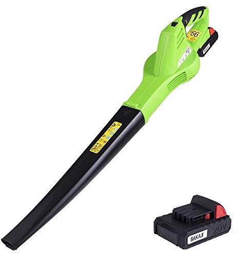 Bakaji Soffiatore Elettrico con Batteria agli Ioni di Litio 20V 2Ah Ricaricabile 6 Velocità Bassa Rumorosità Ricarica Rapida per Foglie Giardino (Cordless 20V)