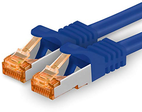 1aTTack.de 5m - Cat.7 Netzwerkkabel Blau - 1 Stück Gigabit Ethernet LAN Kabel 10000 Mbit s Patchkabel Cat7 Kabel S FTP PIMF Schirmung LSZH Cat.7 Rohkabel Rj45 Stecker Cat 6a - 1 x 5 Meter