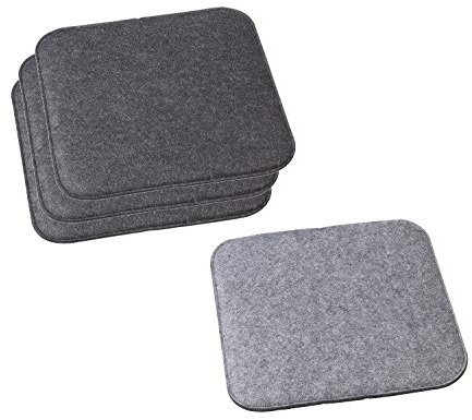 4 x Filz Sitzauflage zum Wenden Grau Anthrazit 35 x 35 cm