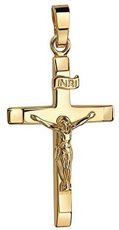 JEVELION Gold Kreuz-Anhänger Kruzifix INRI-Gravur für Damen, Herren Kettenanhänger 333 Gold 8 Karat mit Schmuckzertifikat