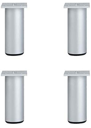 Möbelbeine (4er-Set), Aluminium-Legierung, Ersatz-Metall-Möbelfüße, höhenverstellbar, Antioxidantien und Rostschutzmittel, senden Sie Montageschrauben (silberfarben) 6 cm.