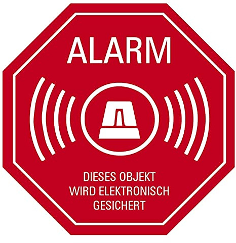 Aufkleber Warnung ALARM DIESES OBJEKT WIRD ELEKTRONISCH GESICHERT Hinweis Schild Folie Oktogon | 5-30cm Made in Germany, Größe: 20x20 cm
