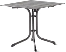 SIEGER Boulevard Platte. Klapptisch, Polytec-Dekorplatte und Stahlrohr-Gestell, Eisengrau/Beton hell, 80 x 80cm, 5130-31 KT
