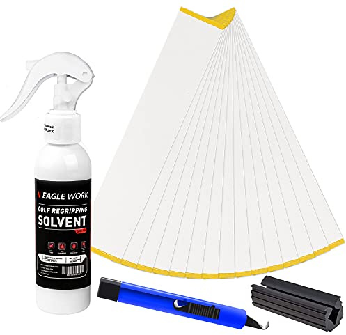 EAGLE WORK Golf Grip Kits for Regripping Golf Clubs, Four Options Available, Including Golf Grip Tape Strips, Grip Solvent, Hook Blade & Rubber Vise Clamp
