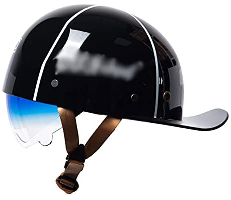 Demi Coque Casque Jet Vintage Casques Vintage à Face Ouverte Rétro Casquette de Baseball avec Visiere Homologué ECE Demi-Casque de Moto pour Vélo Croiseur Chopper (Color : V, Size : M=57-58cm)