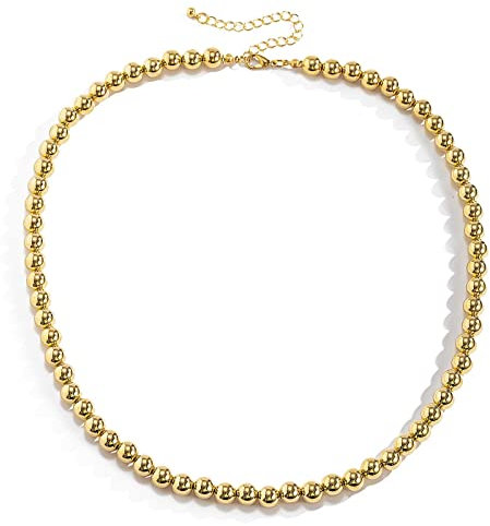 Wycian Simple Necklaces for Women, Necklace Pendant 1 Layergold Ball Chain Gold Plated Adjustable Necklace for Party Anniversary Women Girls