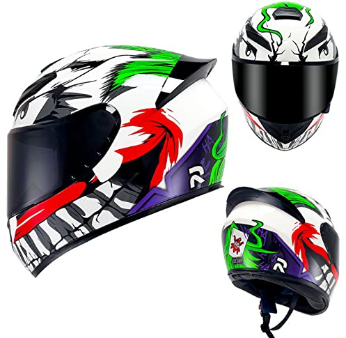 Casco De Motocicleta, Cara Completa, Casco De Bicicleta De Calle, Aprobado Por DOT/ECE, Casco De Carreras De Motocross De Cara Abierta Para Adultos, Hombres Y Mujeres,Joker,XXL