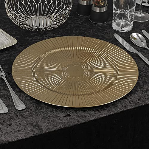 URBNLIVING Lot de 12 assiettes de remplissage de Noël réutilisables de 33 cm (doré rayé, 12 assiettes de chargement)