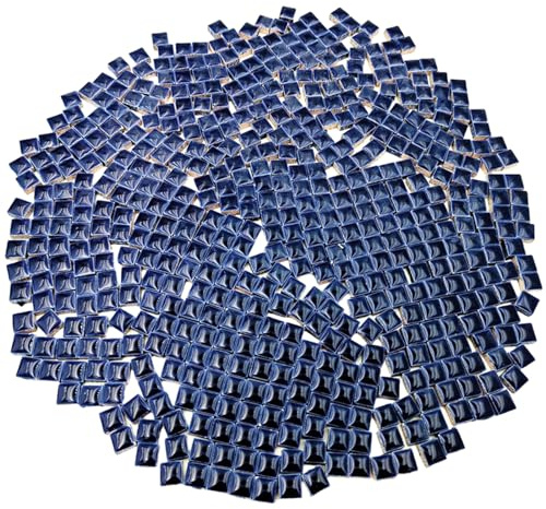 BTMIEY 500 g fyrkantiga keramiska mosaikplattor, 500 st 1 x 1 cm handgjorda vilket gör kreativa mikromosaikdelar för älskare gör-det-själv mosaikprojekt och heminredning (djupblå)