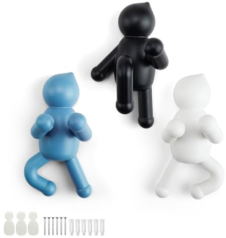TIANLIN 3 Stück Kleiderhaken Menschliche Figur, Wandhaken Selbstklebend oder Mit Schrauben, Kleiderhaken Ohne Bohren für Jacken, Taschen, Handtücher